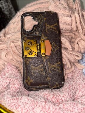 Louis Vuitton Brown Monogram Trunk-Style Phone Case with Gold Accent